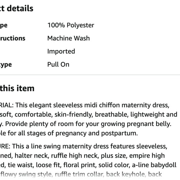 Medium KOJOOIN Maternity Ruffle Halter Neck Dress Summer Casual Boho Sleeveless - Picture 7 of 7